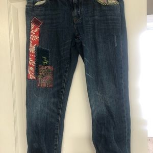 Cabi patchwork cropped jeans